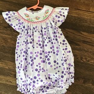 Rosalina smocked butterfly bubble romper 12 mo